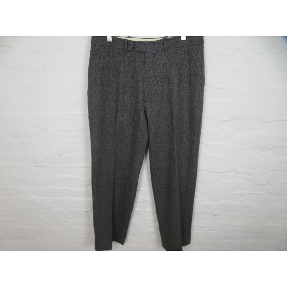 Vintage Polo Ralph Lauren Pants Men 36x30 Gray Herringbone Wool Trousers Casual
